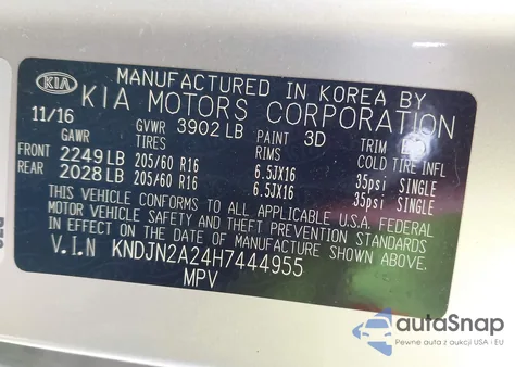 2017 Kia Soul из США, поврежденный, VIN KNDJN2A24H7444955